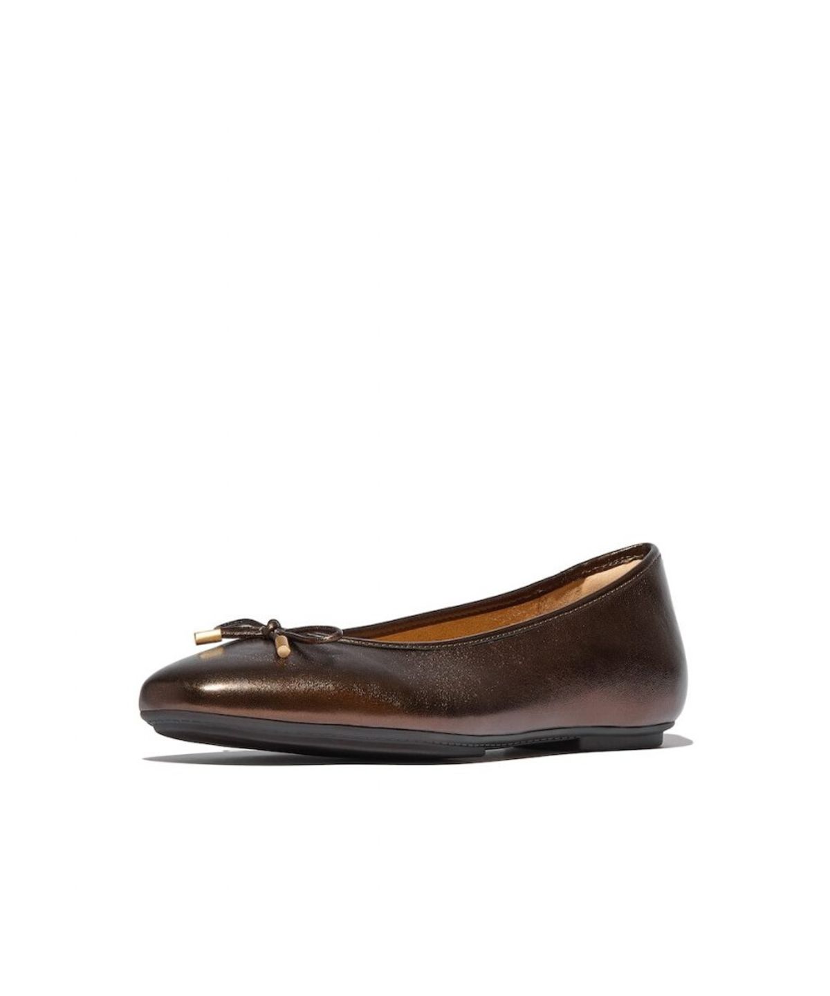 핏플랍(FITFLOP) [델리카토] 여성 리본 소프트 메탈릭 레더 발레리나 플랫슈즈 - 메탈릭 초콜릿 브라운 (FT59K2M11D)