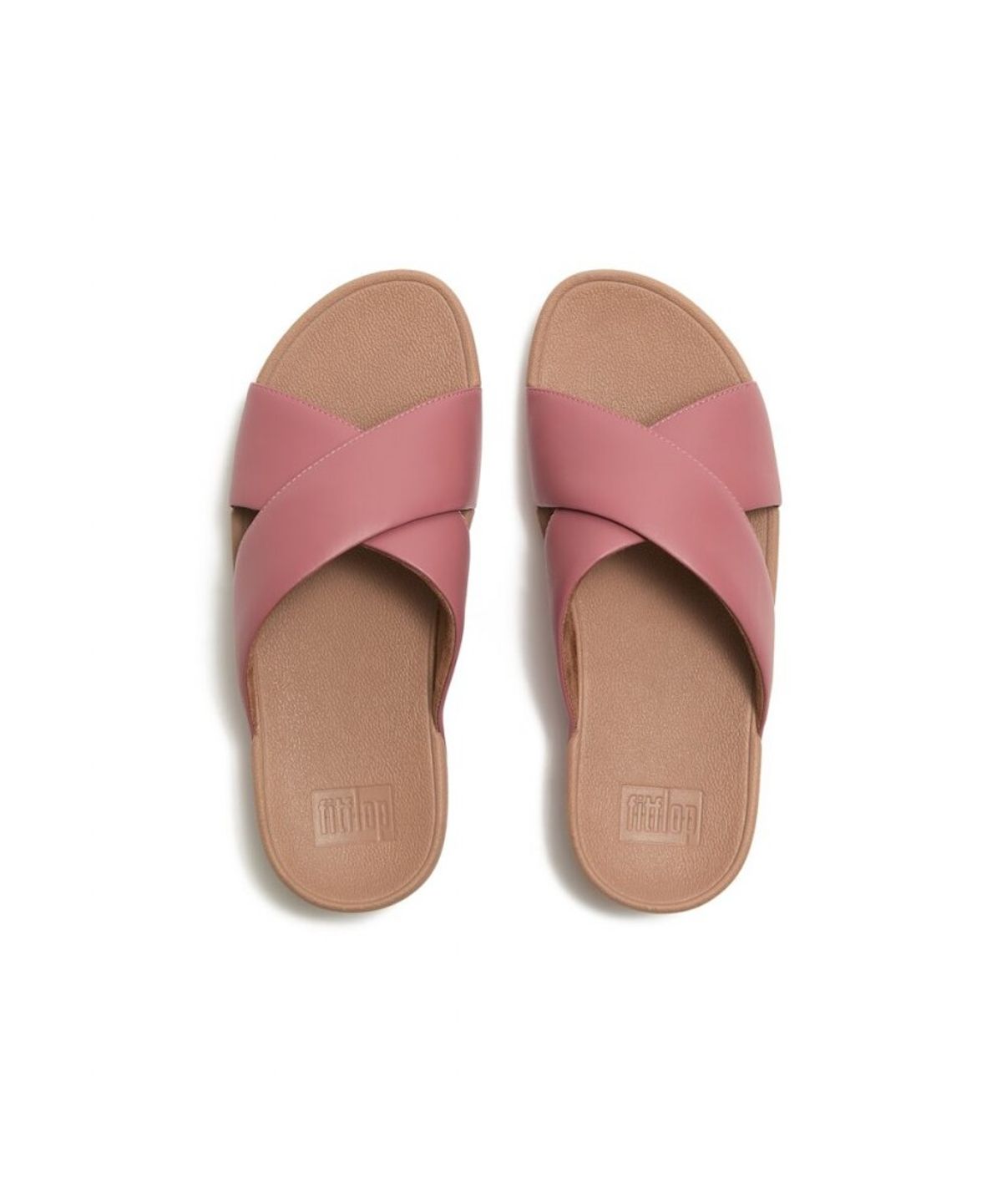 핏플랍(FITFLOP) 여성 루루 크로스 슬라이드 레더 샌들 - 러스트 로즈 (FT64K2D167)