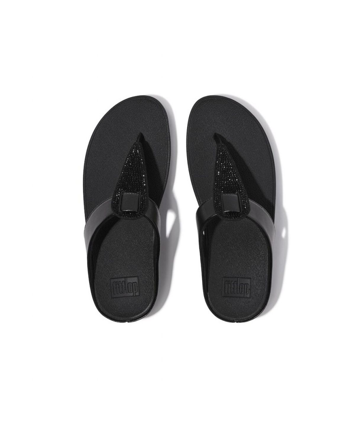 핏플랍(FITFLOP) 여성 피노 크리스탈 디테일 메탈릭 토 포스트 샌들 - 올 블랙 (FT64K2T125)
