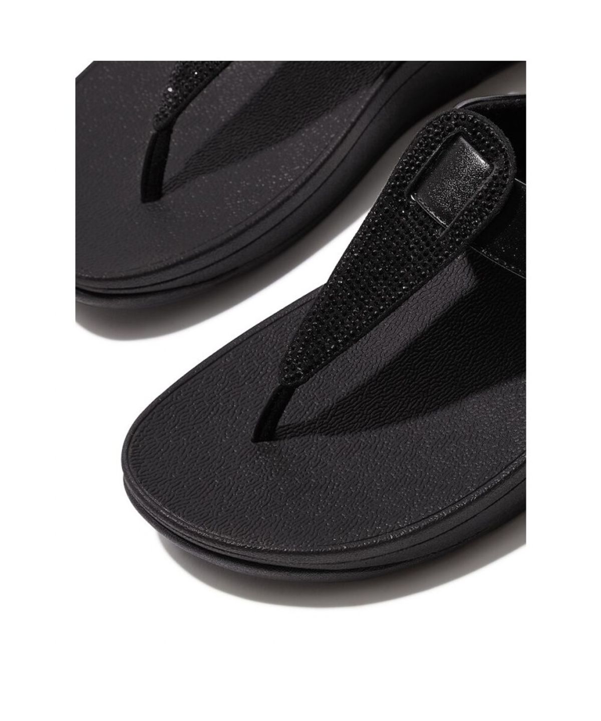 핏플랍(FITFLOP) 여성 피노 크리스탈 디테일 메탈릭 토 포스트 샌들 - 올 블랙 (FT64K2T125)