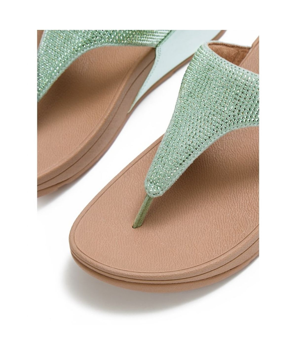 핏플랍(FITFLOP) 여성 루루 크리스탈 장식 토 포스트 샌들 - 메탈릭 프로스티드 세이지 (FT64K2T15M)