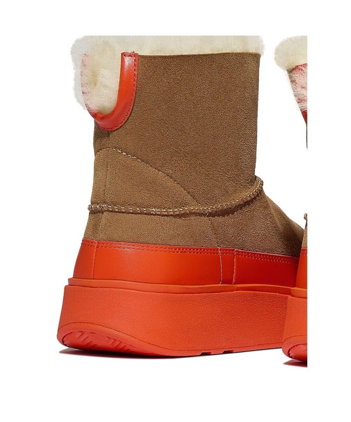 핏플랍(FITFLOP) [GEN-FF] 여성 미니 더블 페이스드 시어링 부츠 - 데저트 탄/제스티 오렌지 (FT59K2B28C)