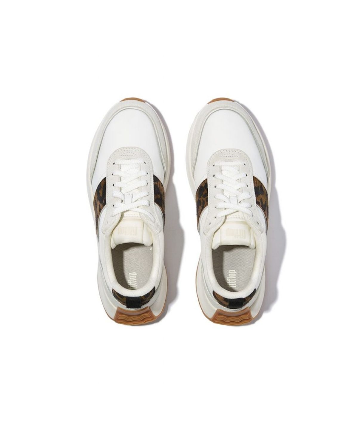 핏플랍(FITFLOP) [F-모드] 여성 레오파드 스웨이드 믹스 플랫폼 스니커즈 - 어반 화이트/초콜릿 믹스 (FT59K2N061)