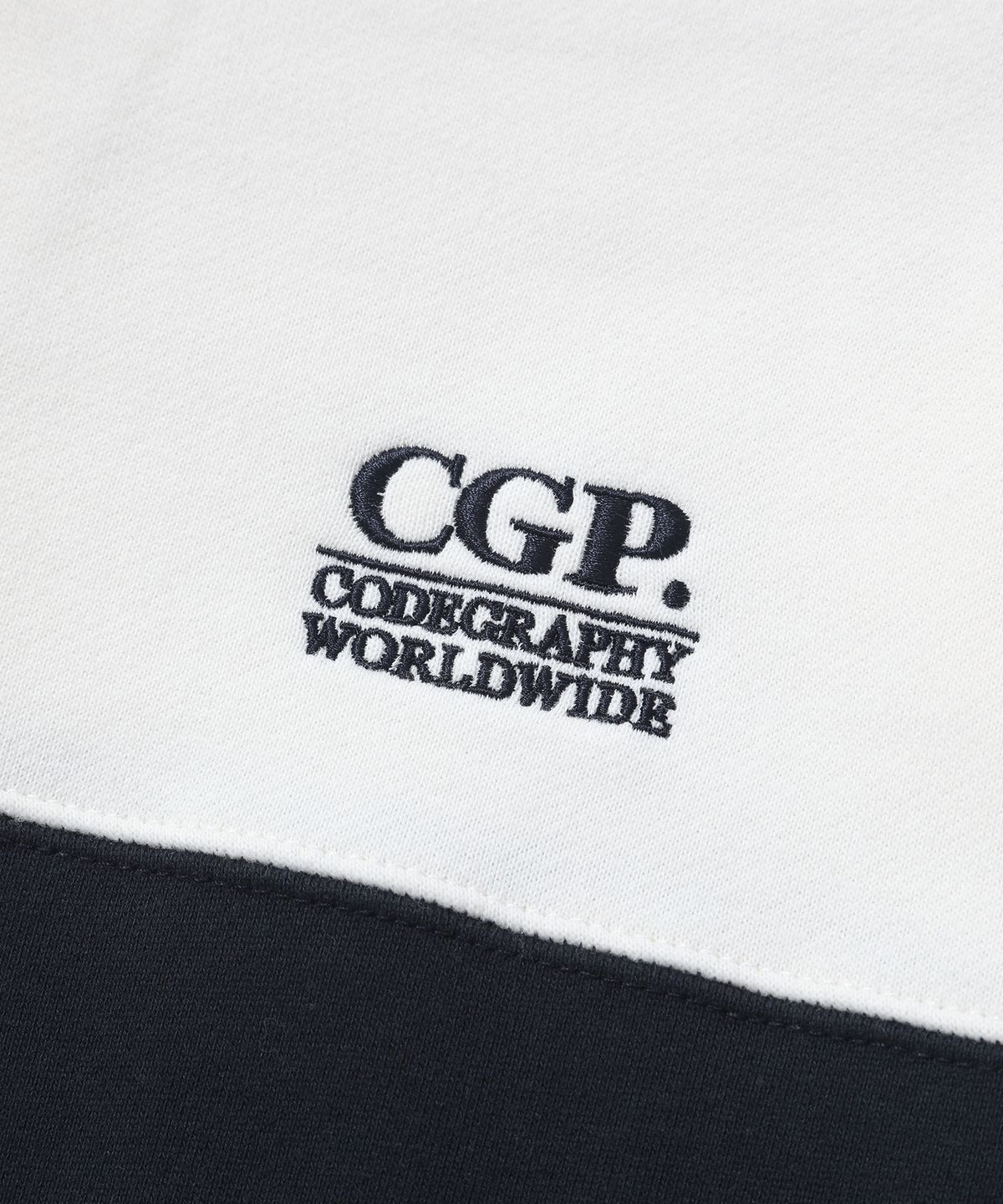 코드그라피(CGP) 스몰 스퀘어 로고 레이스업 럭비 맨투맨-다크 네이비