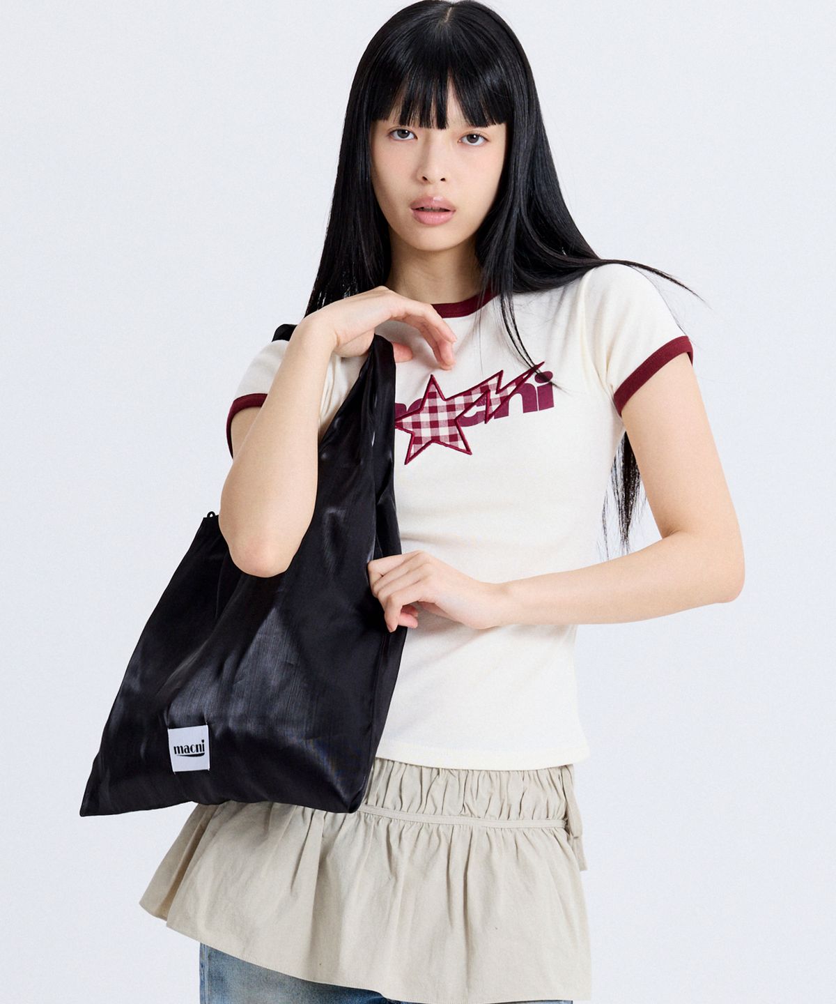 마크니(MACNI) SHEER SILKY SHOULDER BAG BLACK