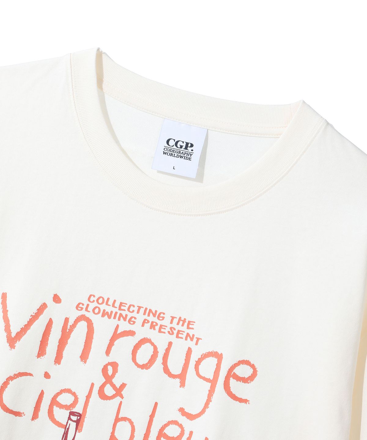 코드그라피(CGP) Vin rouge 반소매 티셔츠-크림