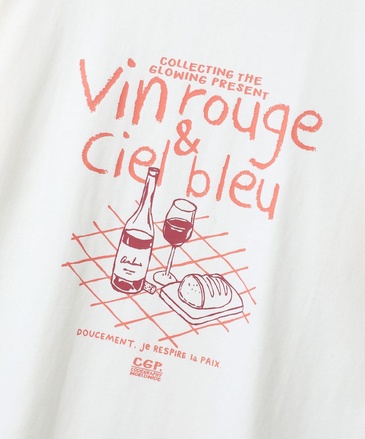 코드그라피(CGP) Vin rouge 반소매 티셔츠-크림