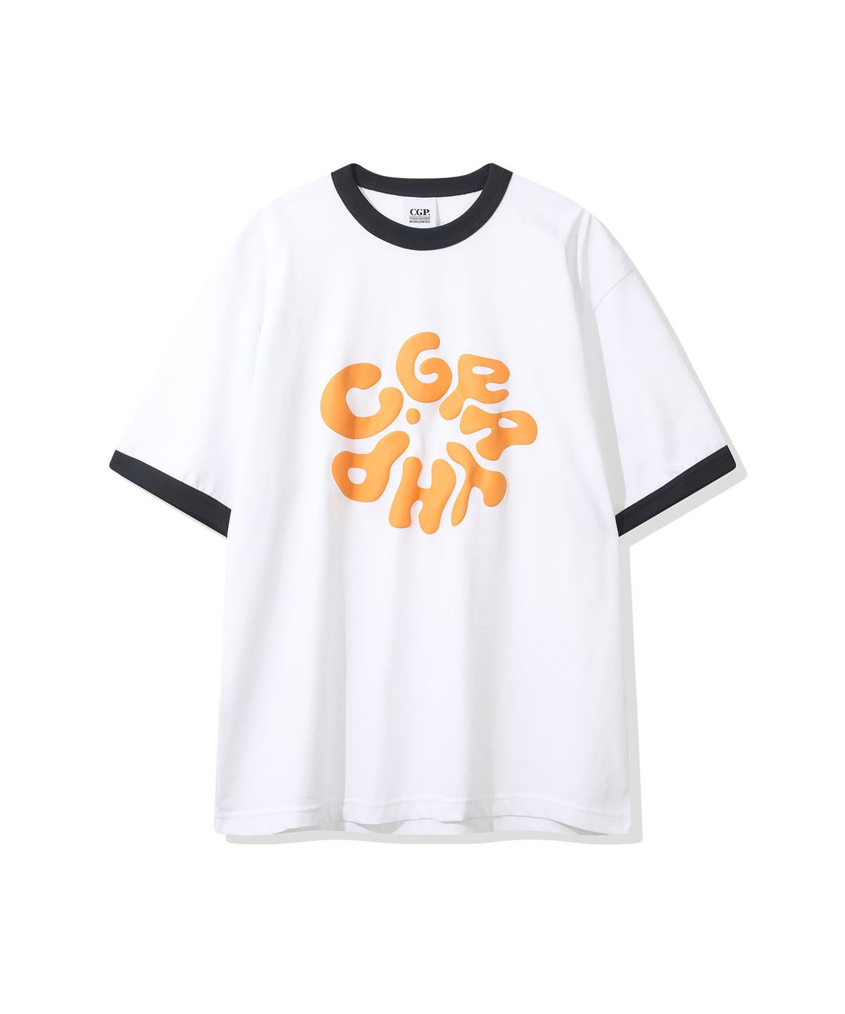 코드그라피(CGP) 라운드 C.GRAPHY 링거 반소매 티셔츠-화이트