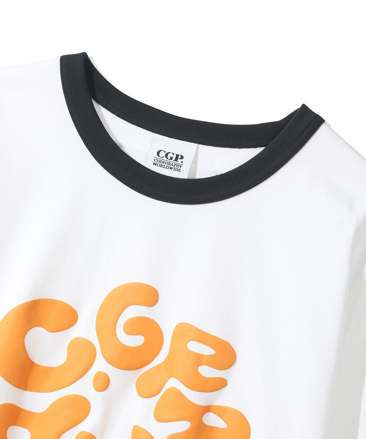 코드그라피(CGP) 라운드 C.GRAPHY 링거 반소매 티셔츠-화이트