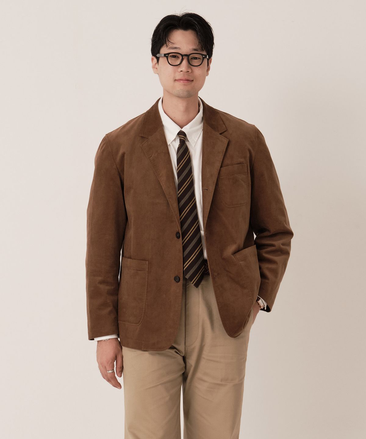 에스티코(STCO) DIEMS 몰스킨 캐주얼 블레이저_브라운 (오버핏)_DJAXA62OSH