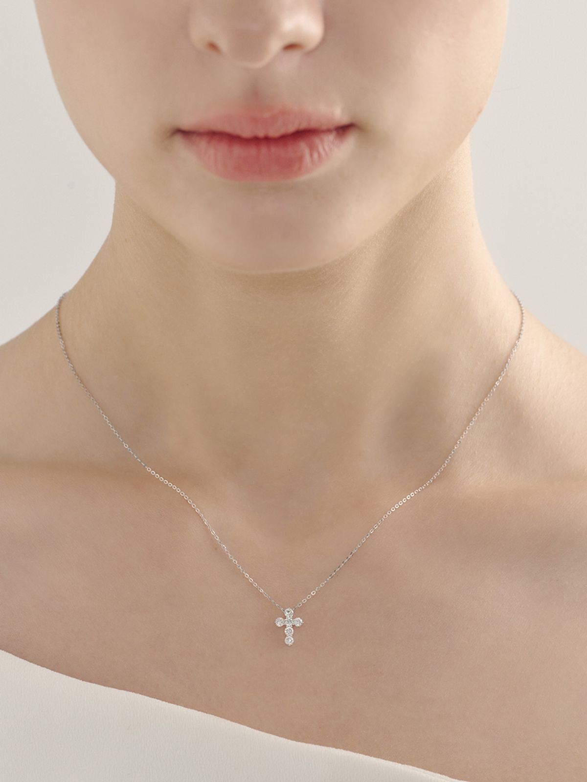 스톤헨지(STONEHENGE) VELA 14K 화이트골드 랩다이아 목걸이 SA26A96P