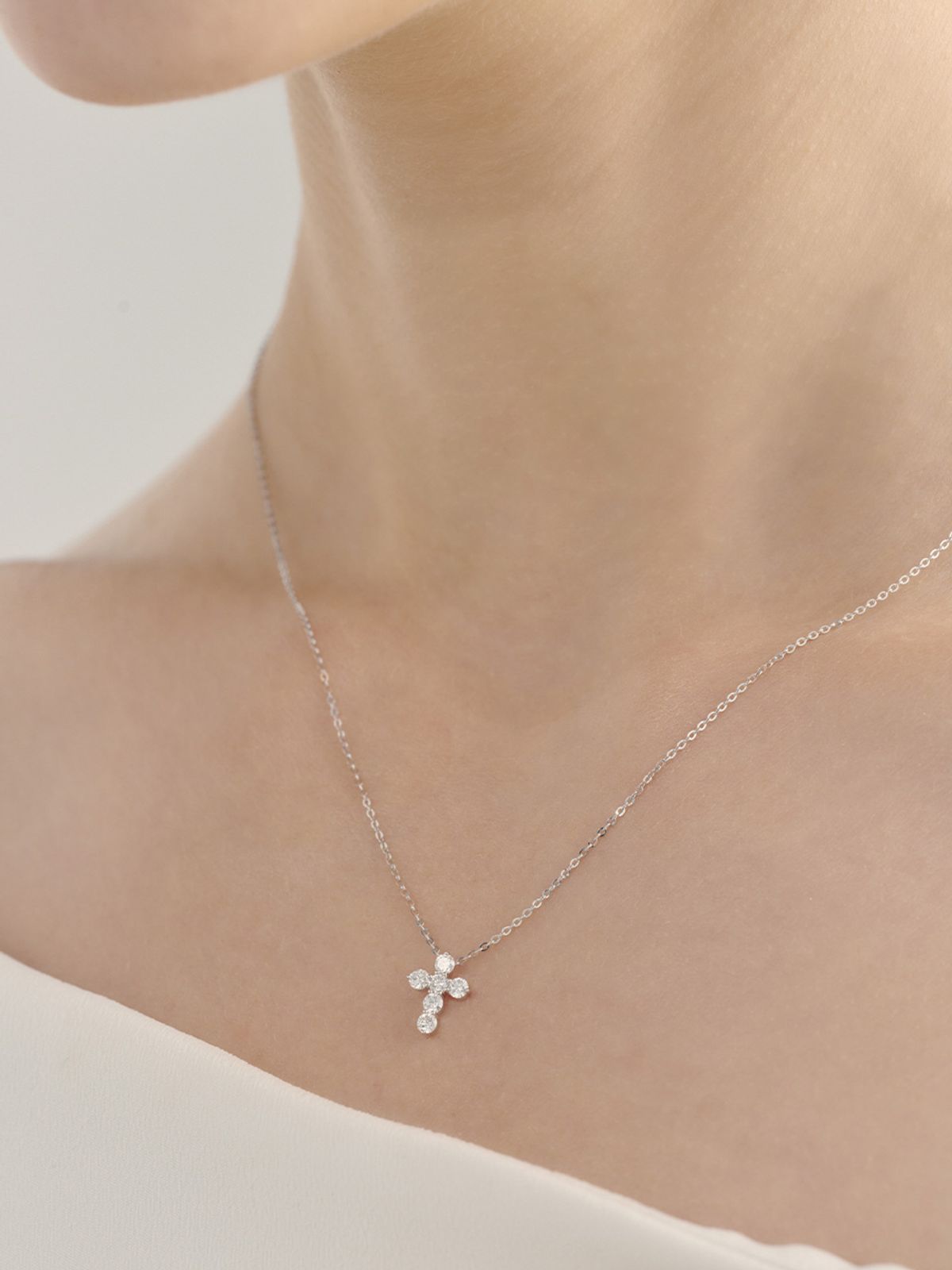 스톤헨지(STONEHENGE) VELA 14K 화이트골드 랩다이아 목걸이 SA26A96P