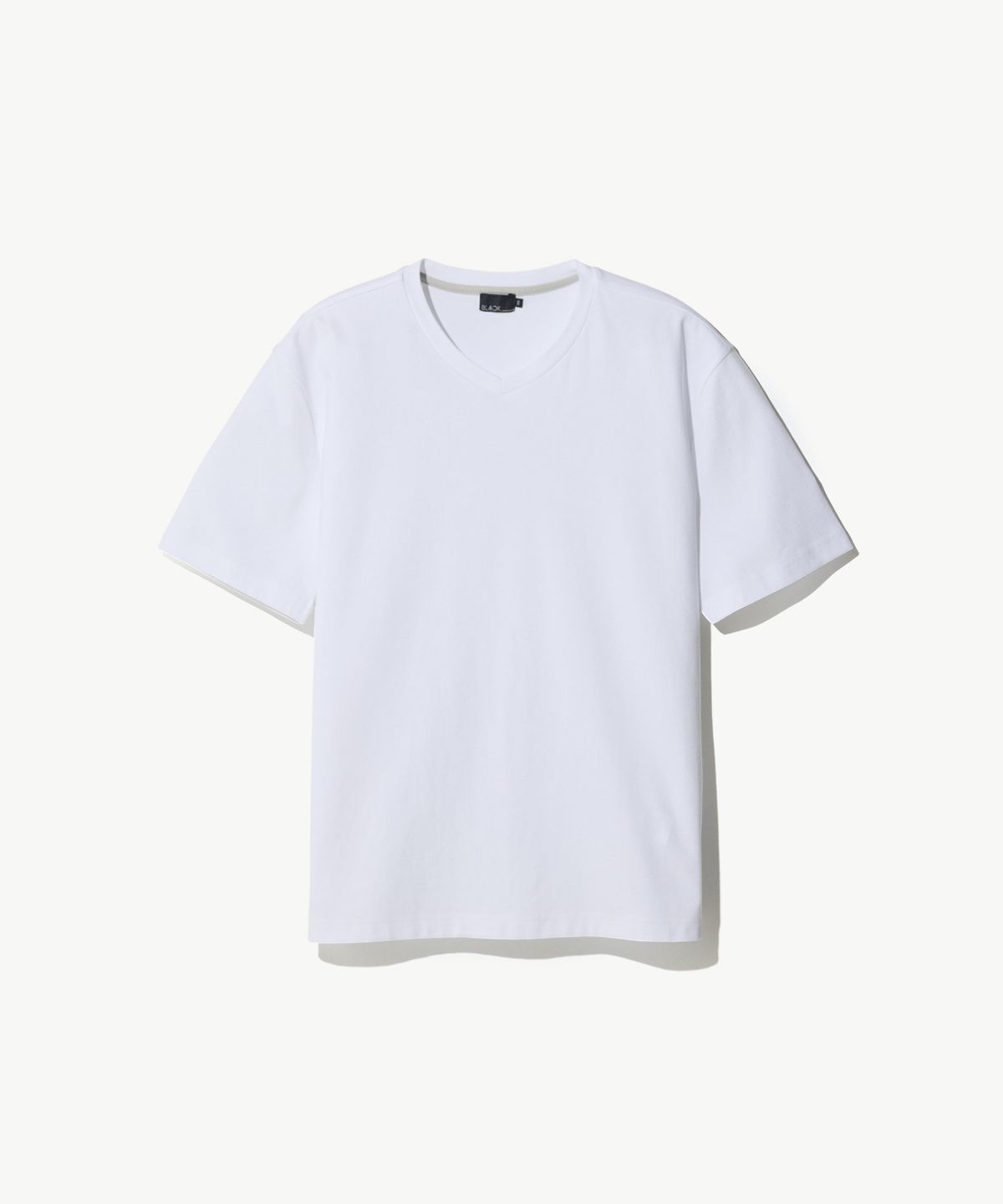 에스티코(STCO) [BLACK LABEL] 수피마 브이넥 반팔 티셔츠_화이트 (세미오버핏)_STSXB81NSW