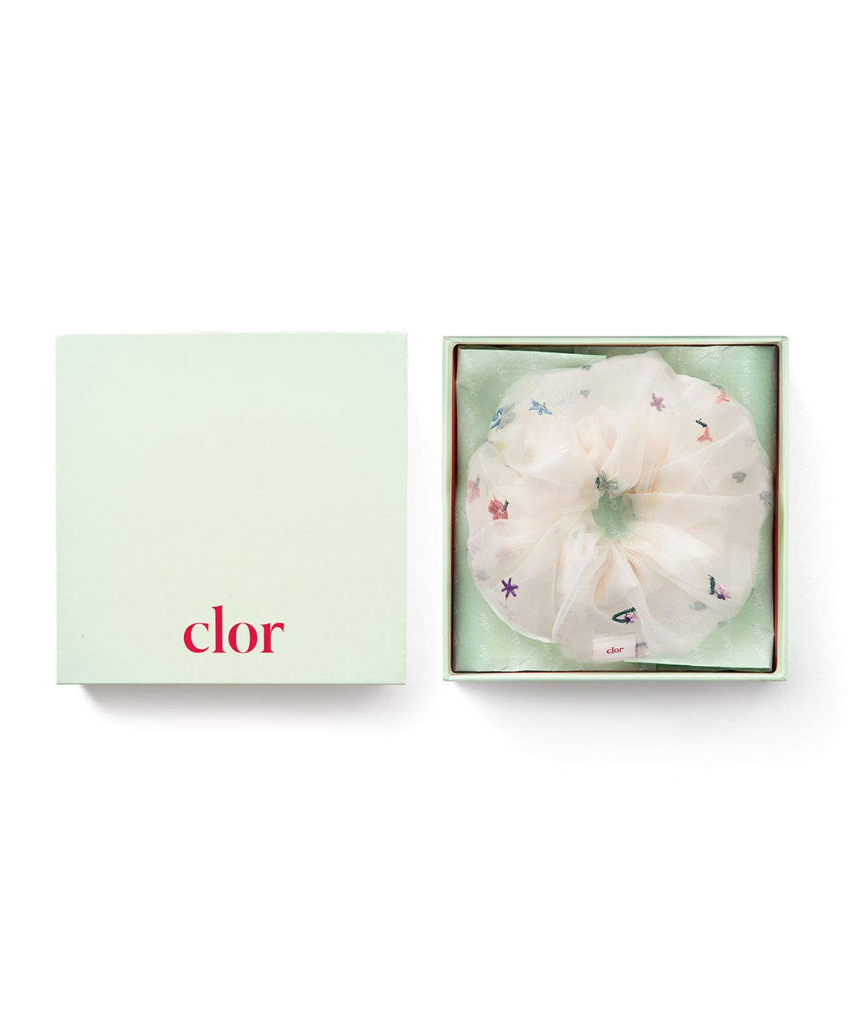 클로르(CLOR) FLORAL EMBROIDERED SCRUNCHIE - 2 colors