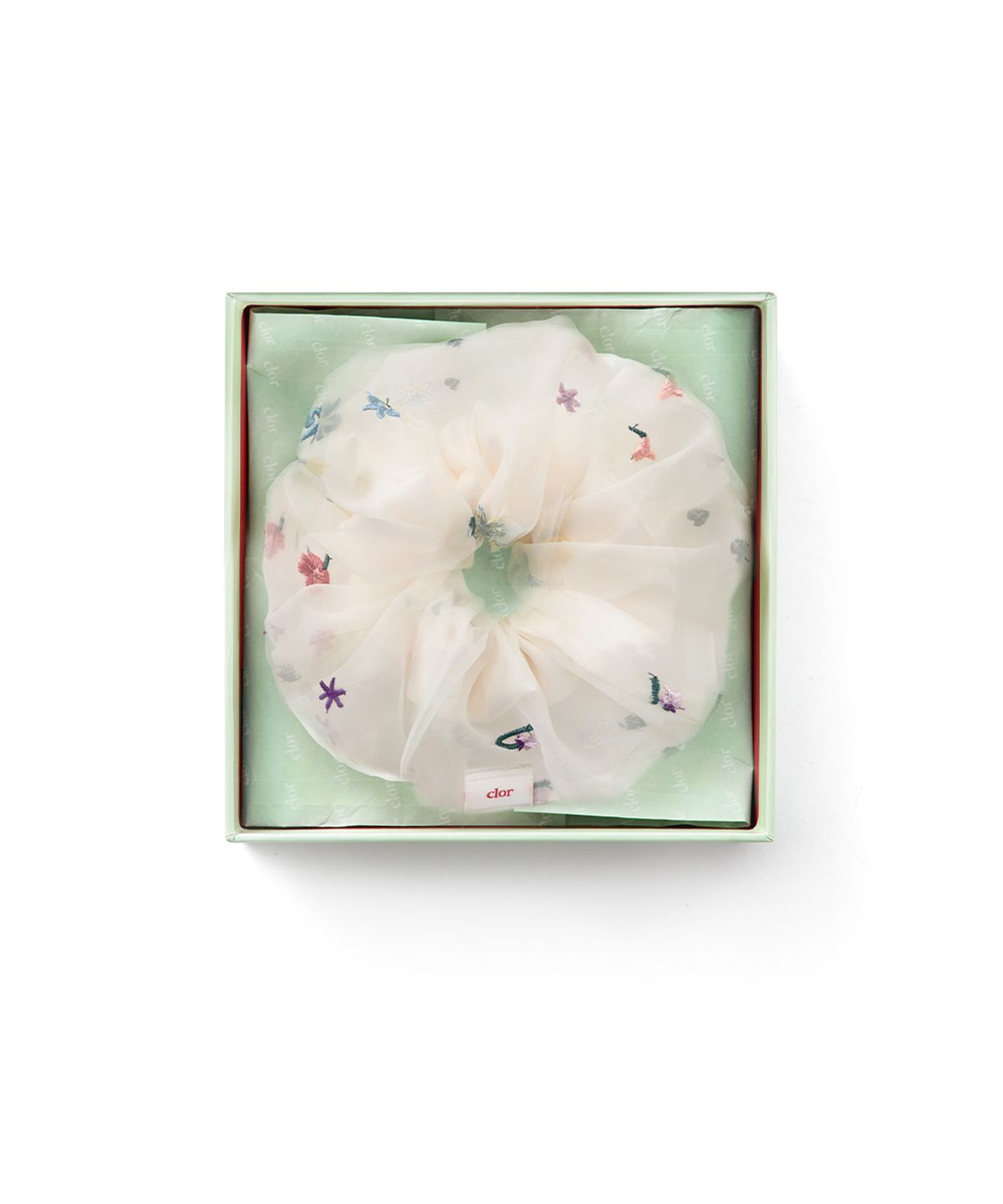 클로르(CLOR) FLORAL EMBROIDERED SCRUNCHIE - 2 colors
