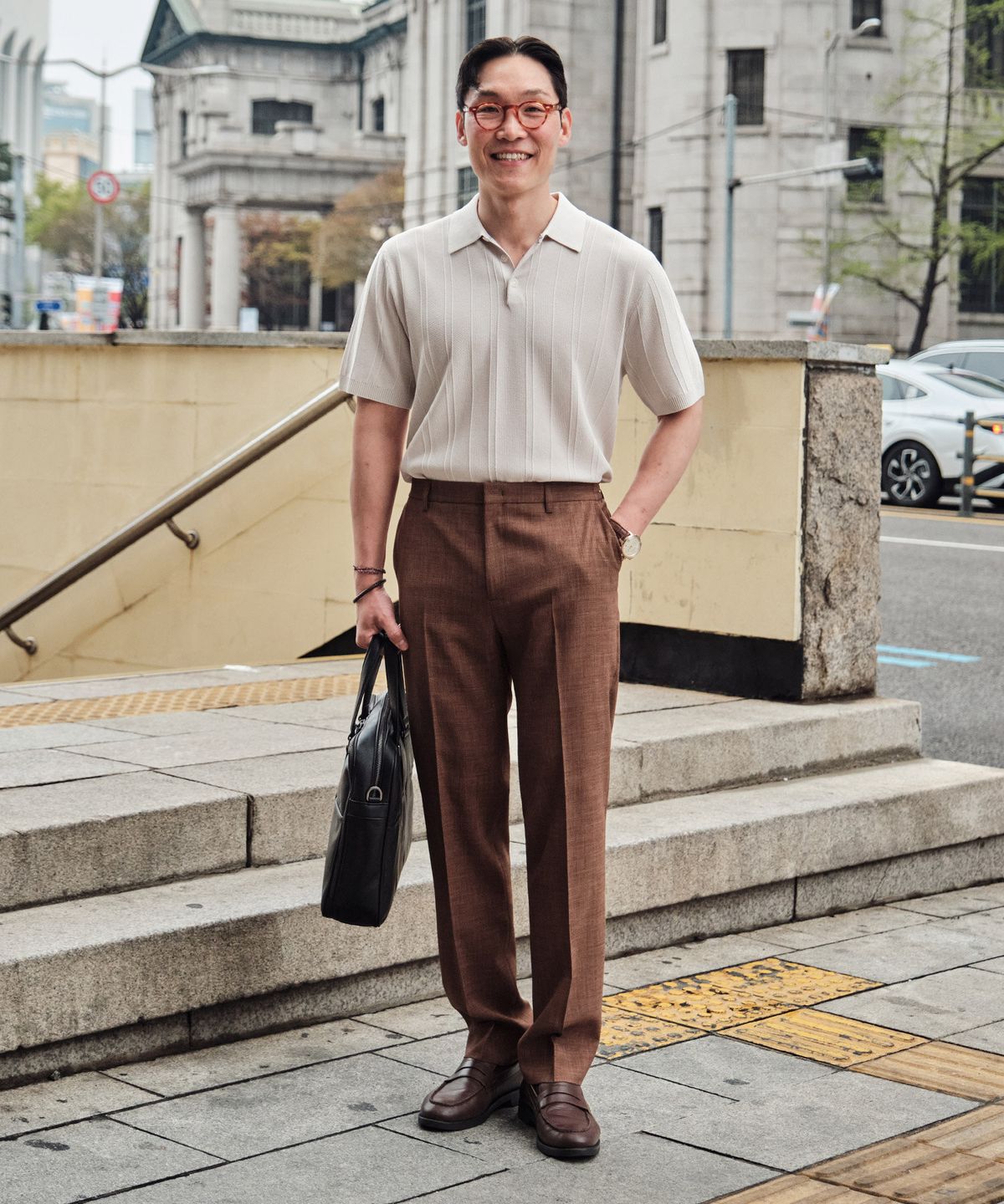에스티코(STCO) 투톤 텍스처드 셋업_브라운 (스트레이트핏)_SEPXB05CSH