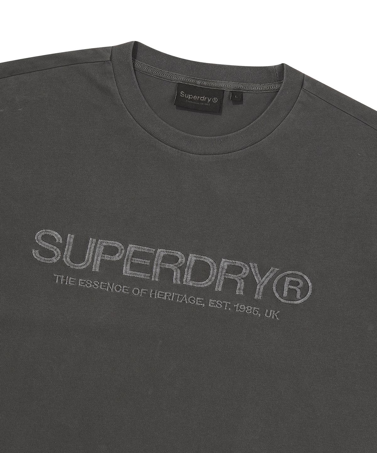 슈퍼드라이(SUPERDRY) 로고 워시드 반팔 티셔츠 차콜 SDUISCQ14CHL