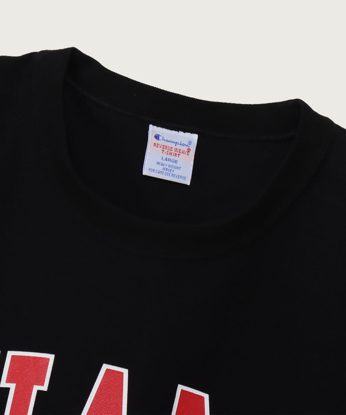 챔피온(CHAMPION) 리버스위브 컬리지 그래픽 반팔 티셔츠 Black