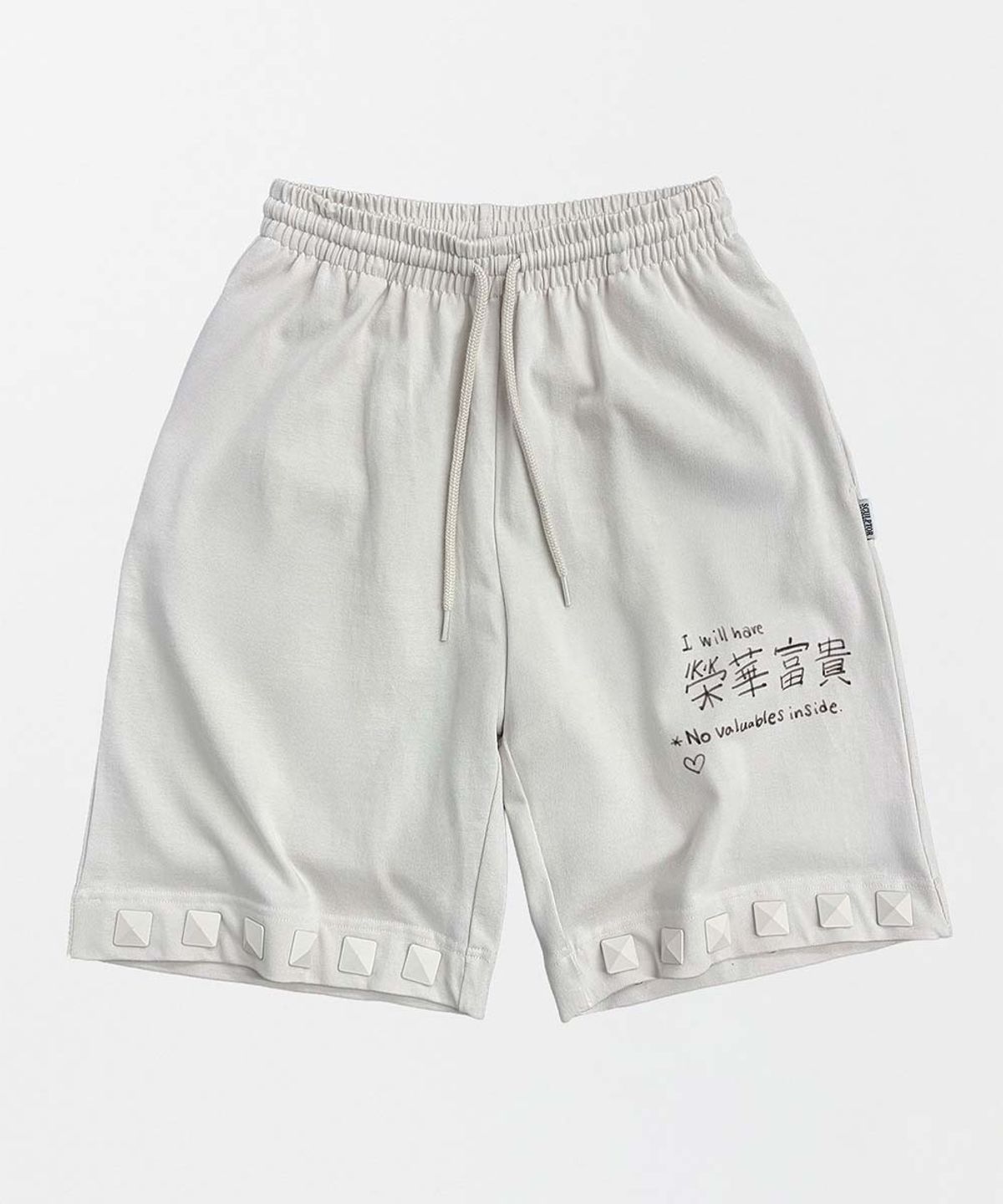 스컬프터(SCULPTOR) Studded Bermuda Pants Dirty White