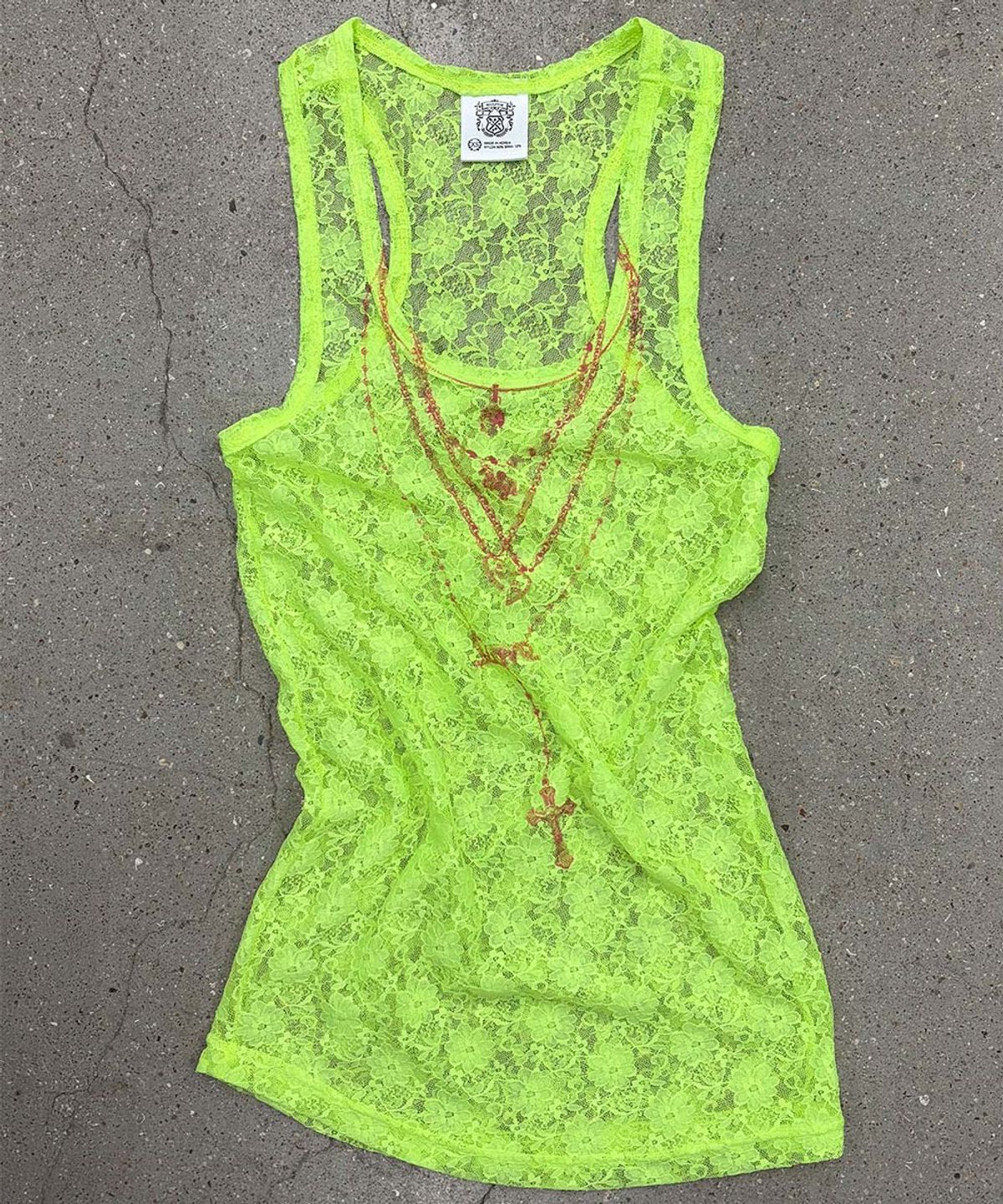 스컬프터(SCULPTOR) Faux Necklace Tank Top Neon Green