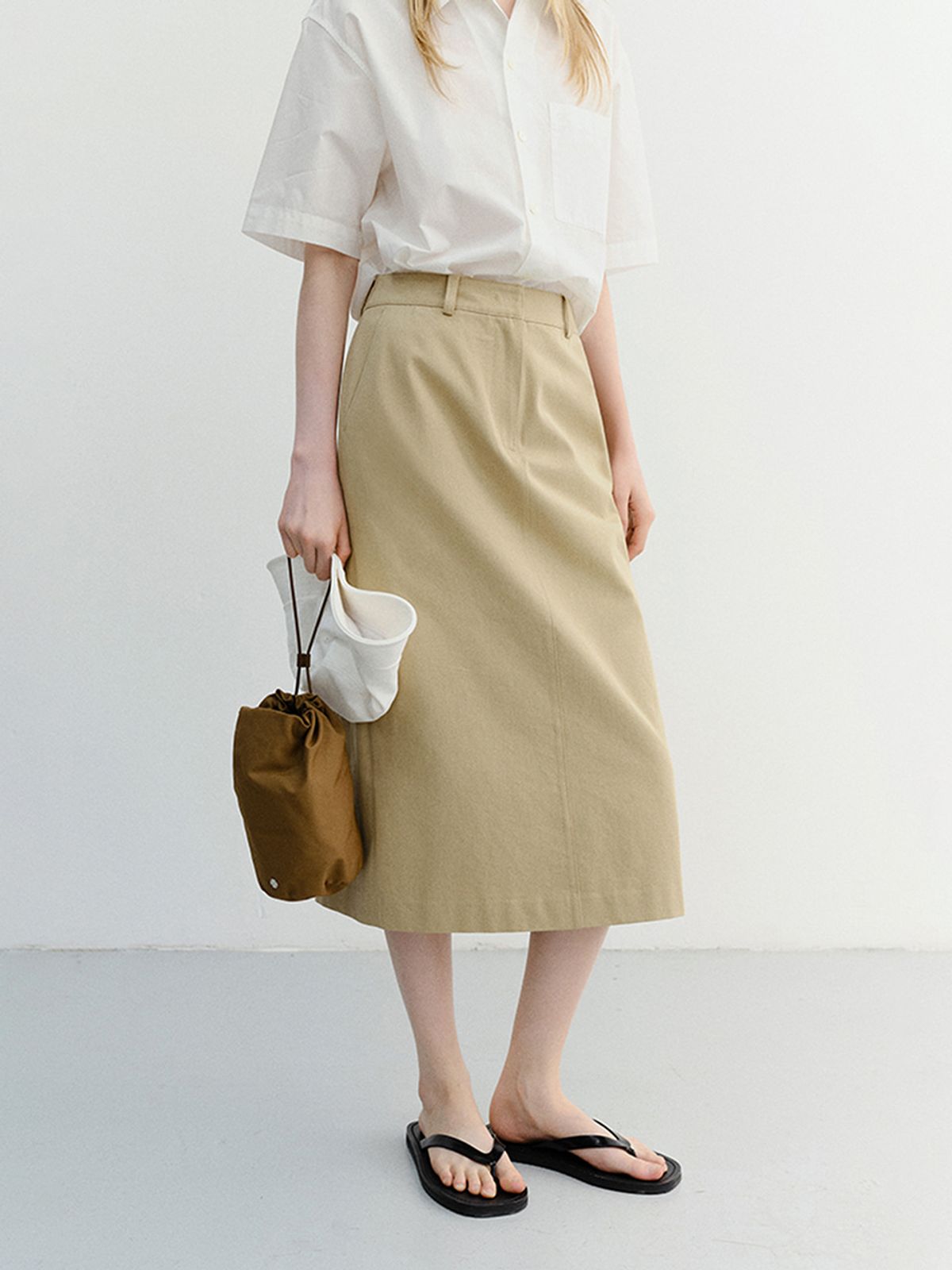 던스트(DUNST) H-LINE COTTON LONG SKIRT_UDSK6B223_BEIGE
