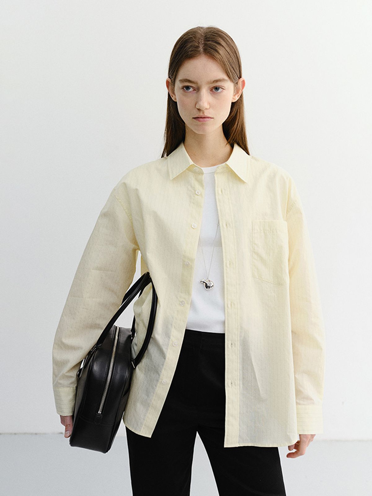 던스트(DUNST) UNISEX SUMMER BREEZE STRIPED OVERSHIRT _UDSH6B126_BUTTER