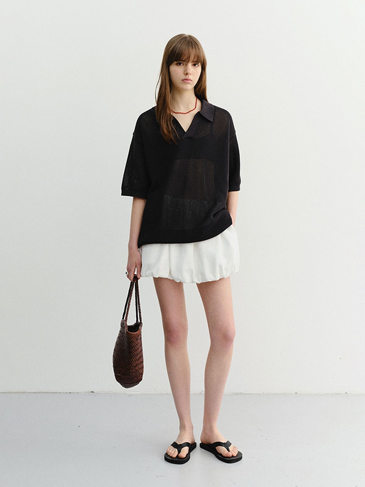 던스트(DUNST) UNISEX CHUNKY POLO KNIT_UDSW6B126_BLACK