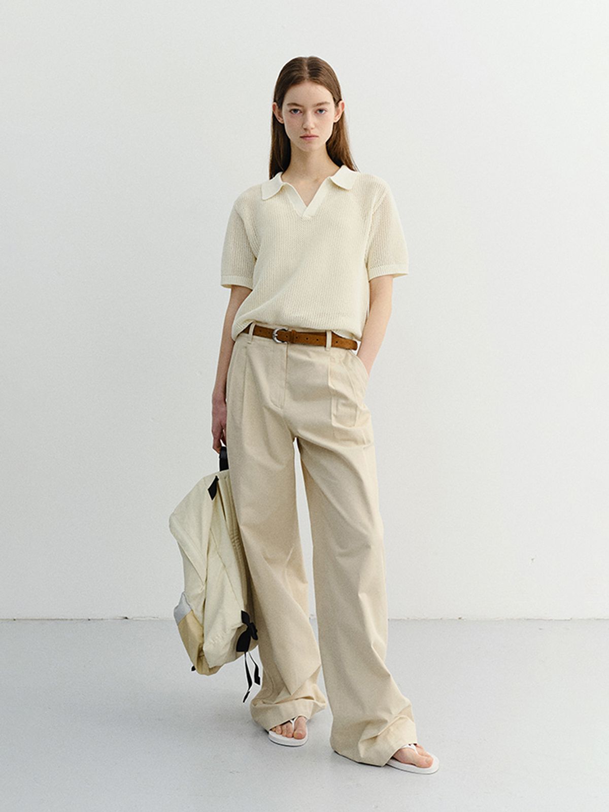 던스트(DUNST) UNISEX CHUNKY POLO KNIT_UDSW6B126_IVORY