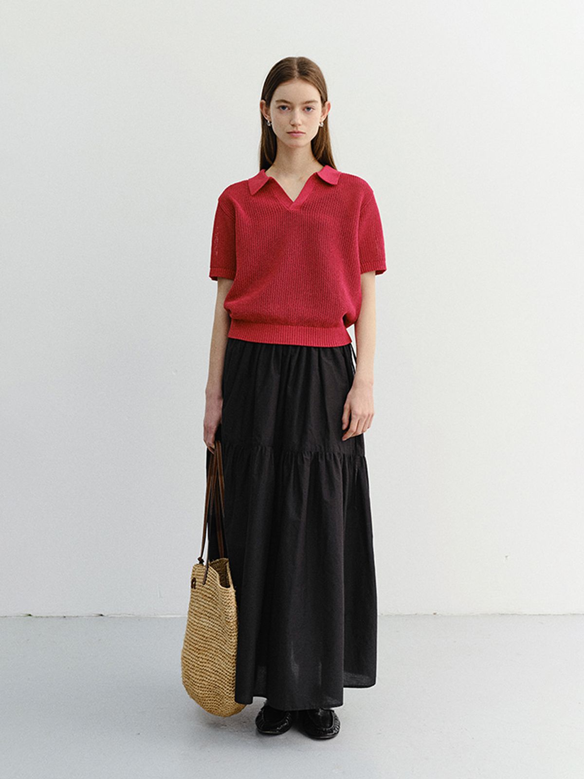 던스트(DUNST) UNISEX CHUNKY POLO KNIT_UDSW6B126_RED