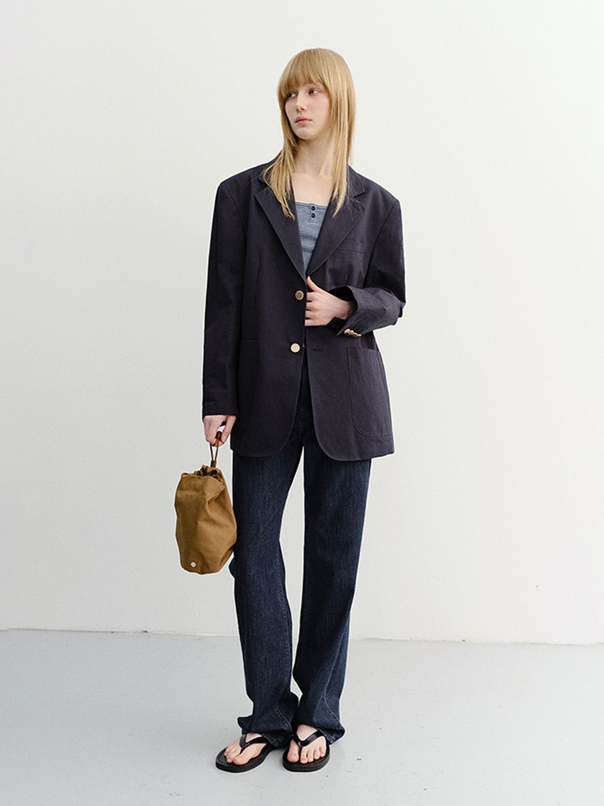 던스트(DUNST) UNISEX CLASSIC LINEN JACKET_UDJA6B121_NAVY