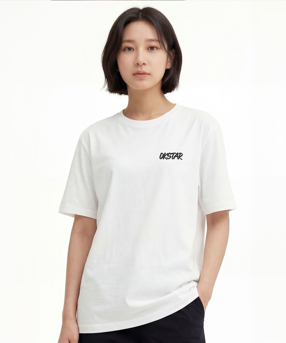 옥스타(OKSTAR) 선플라워 백프린팅 그래픽 반팔티