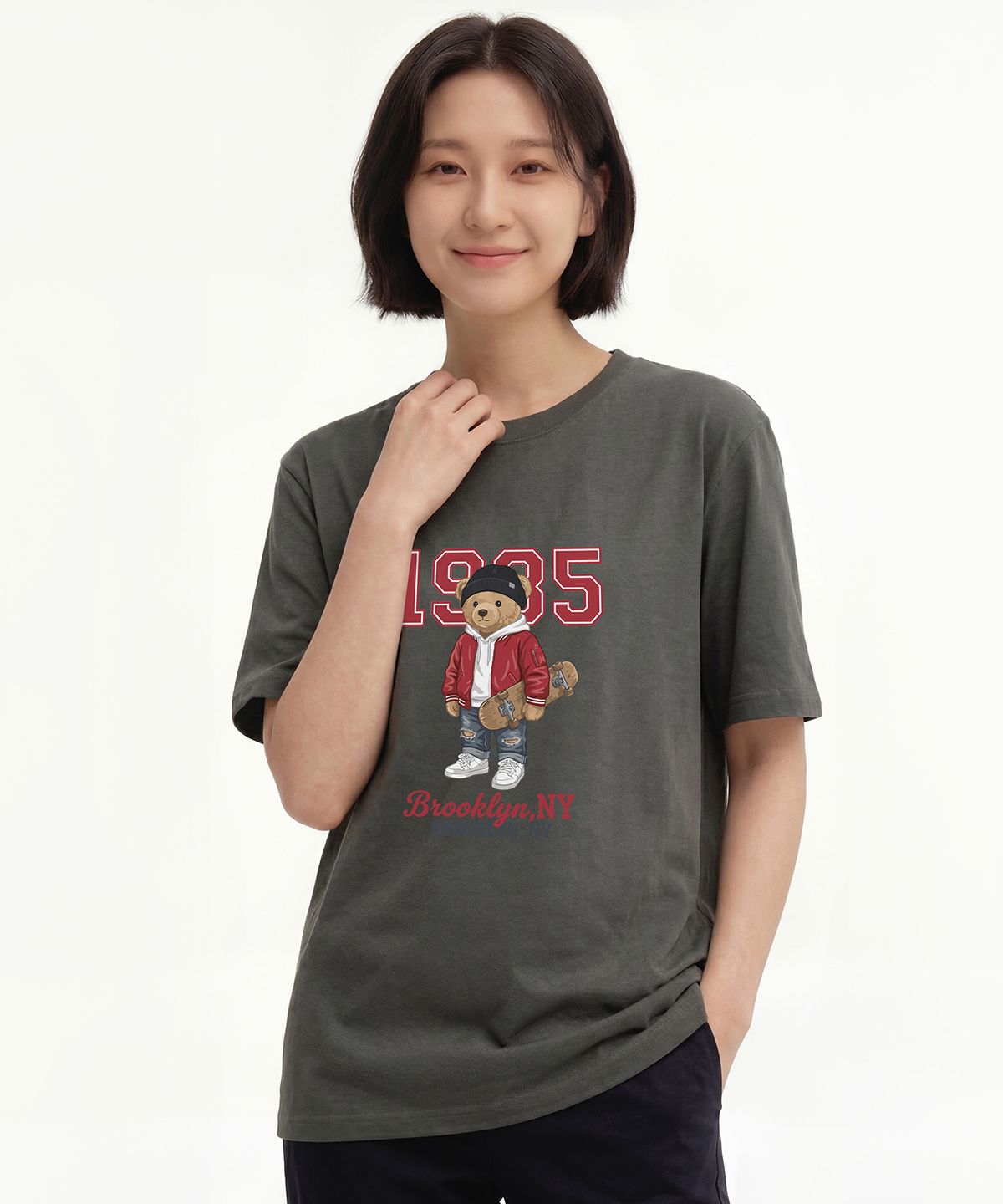 옥스타(OKSTAR) 힙스터 곰돌이 반팔티