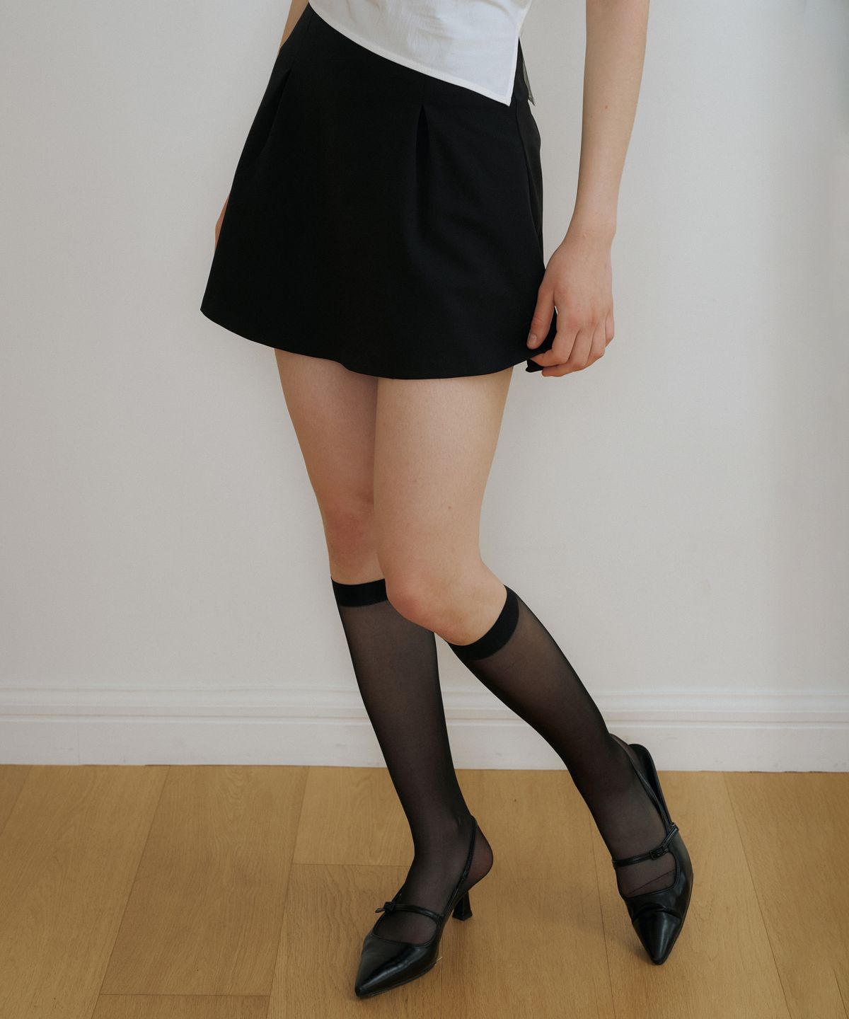 리올그(REORG) CE TUCK MINI SKIRT BLACK