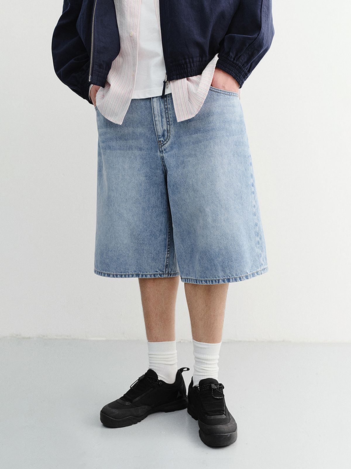 던스트 포 맨(DUNST FOR MEN) CLASSIC BAGGY DENIM SHORTS_UDPA6B325_LIGHT BLUE