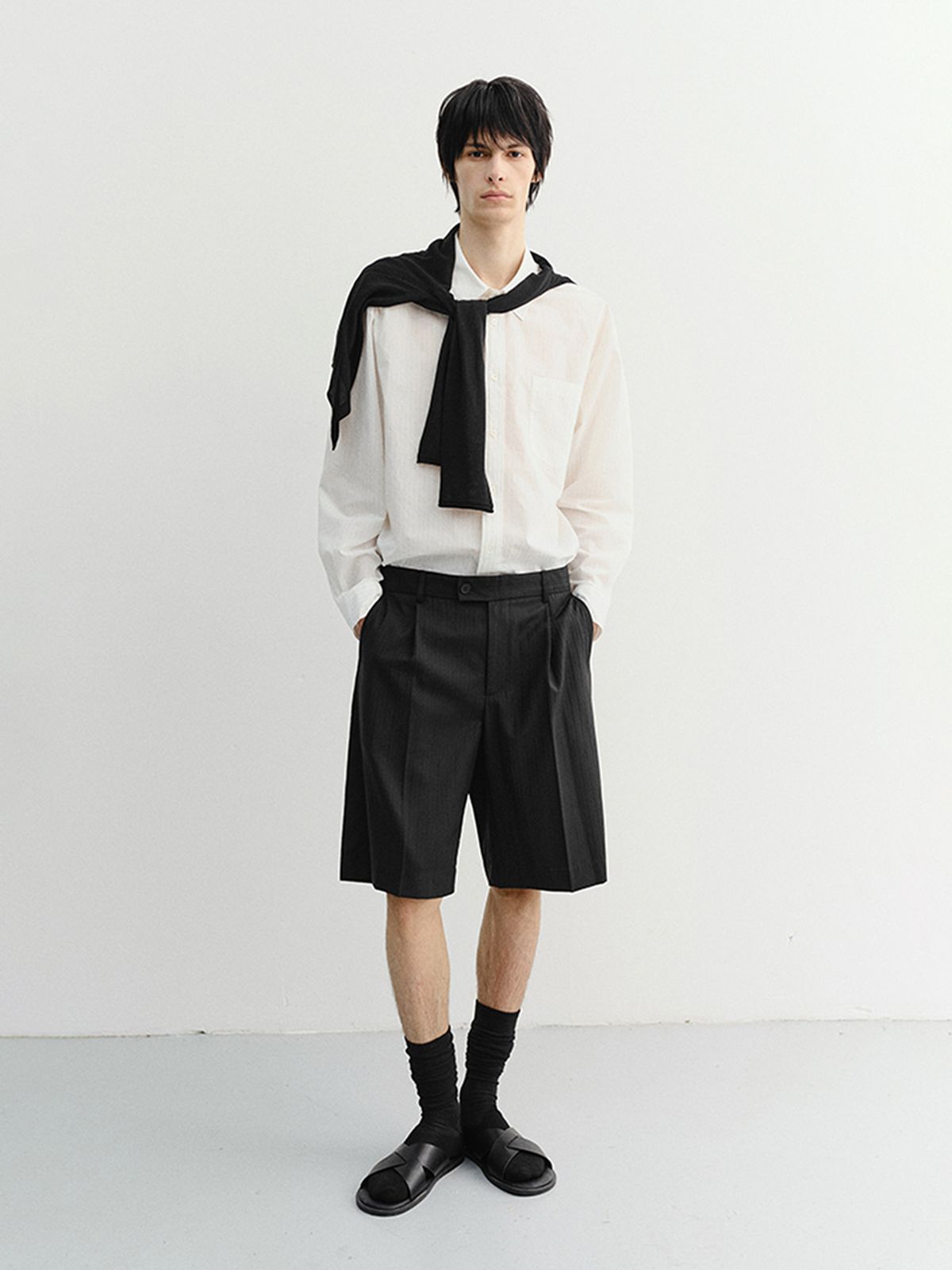 던스트 포 맨(DUNST FOR MEN) SUMMER BREEZE STRIPED OVERSHIRT _UNISEX_UDSH6B126_WHITE