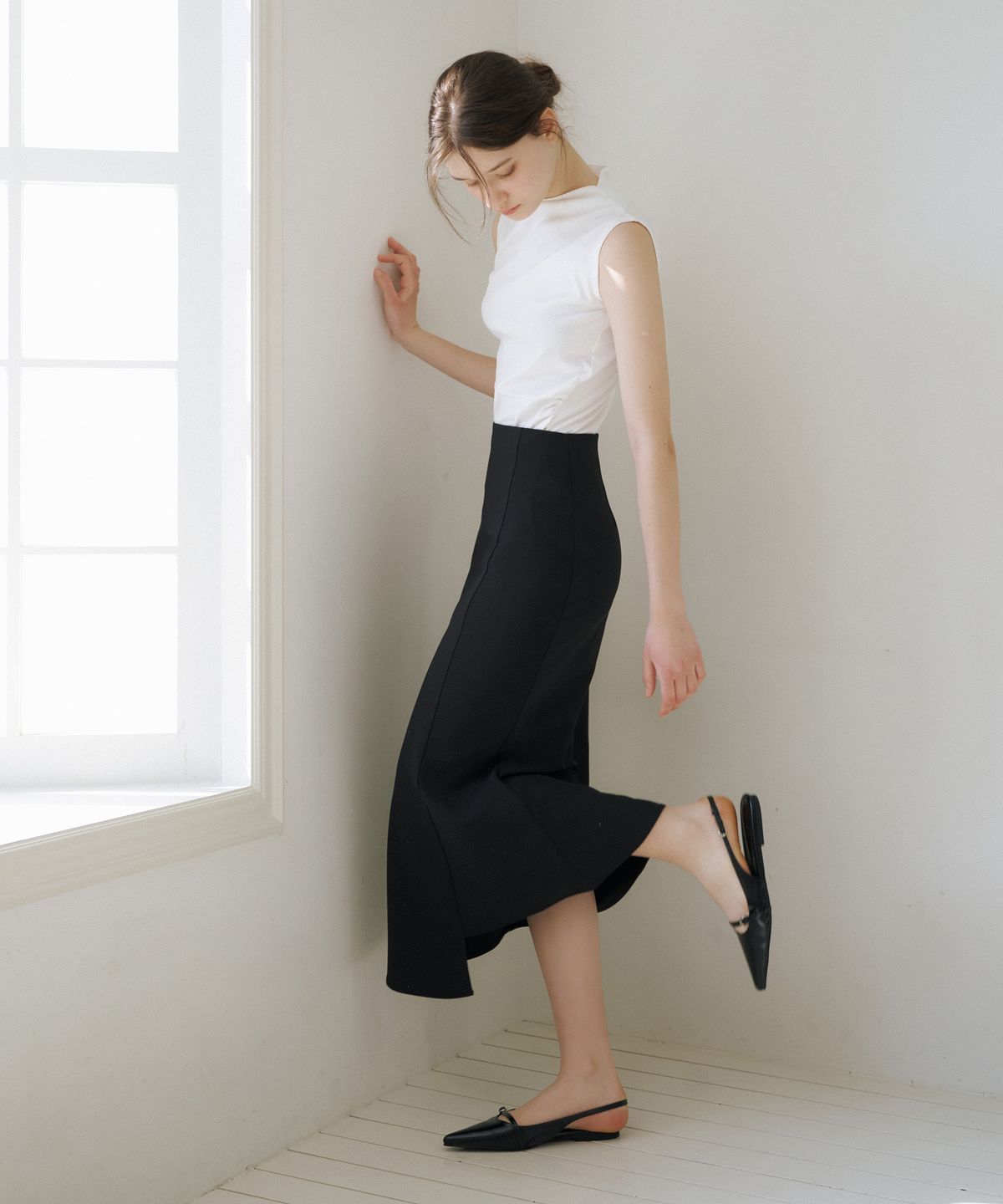 리올그(REORG) CE UNBALANCED MERMAID SKIRT BLACK