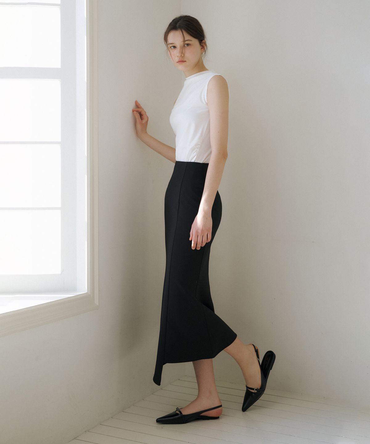 리올그(REORG) CE UNBALANCED MERMAID SKIRT BLACK