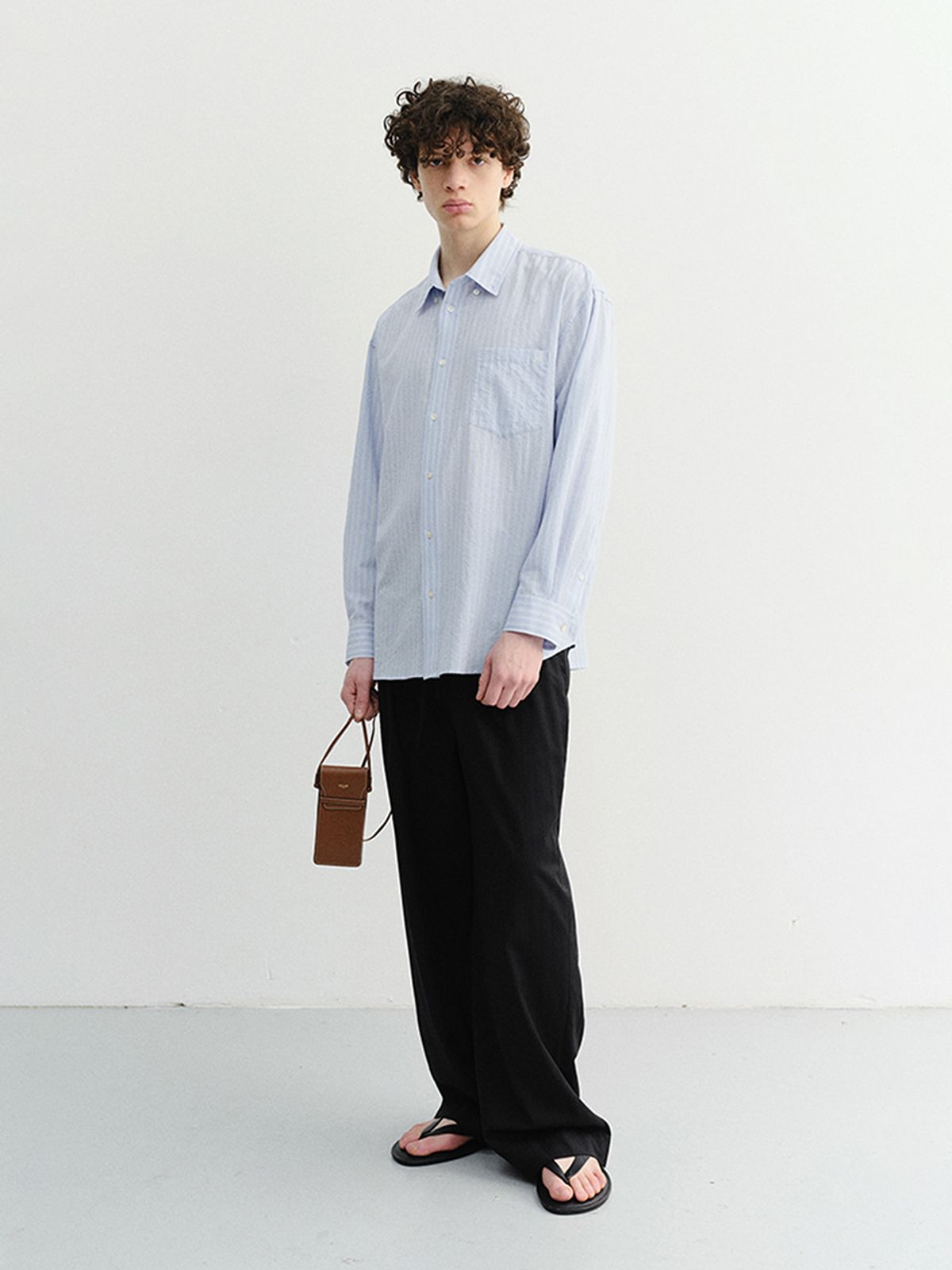 던스트 포 맨(DUNST FOR MEN) CLASSIC STRIPED BD OVERSHIRT_UNISEX_UDSH6B125_BLUE