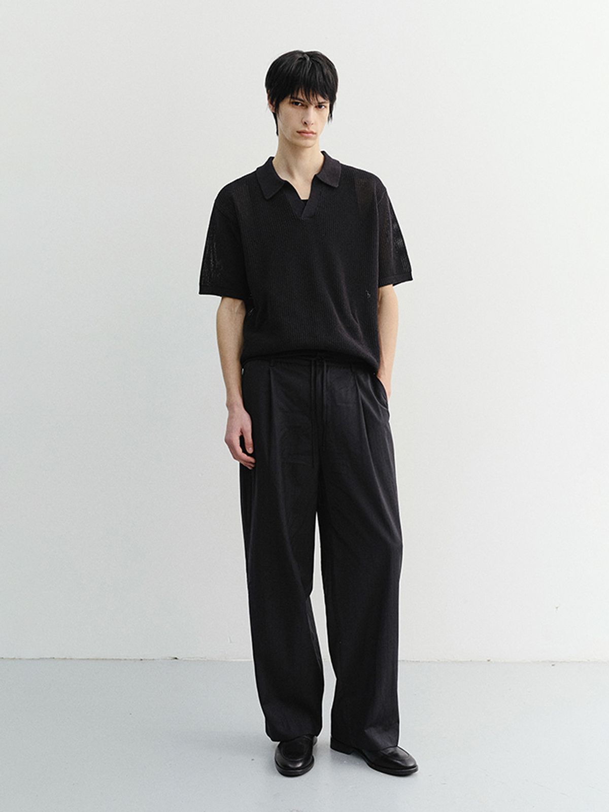 던스트 포 맨(DUNST FOR MEN) CHUNKY POLO KNIT_UNISEX_UDSW6B126_BLACK