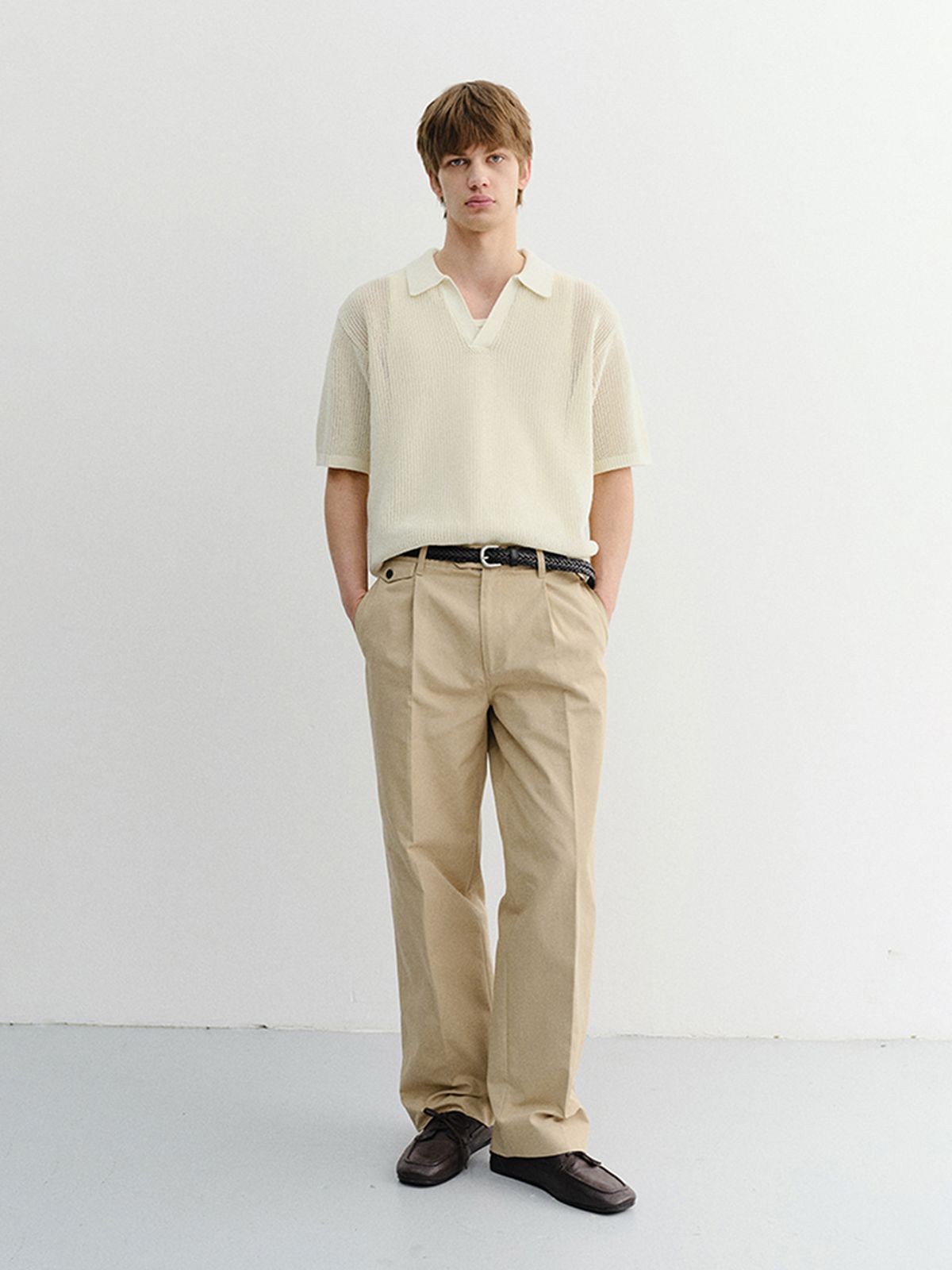 던스트 포 맨(DUNST FOR MEN) CHUNKY POLO KNIT_UNISEX_UDSW6B126_IVORY
