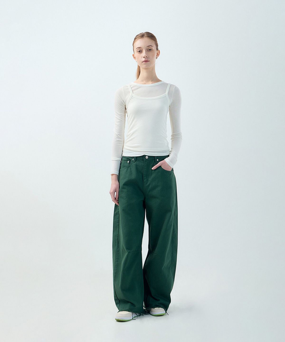 포티포(FORTYFOUR) [W] 내추럴 컷팅 코튼 팬츠
