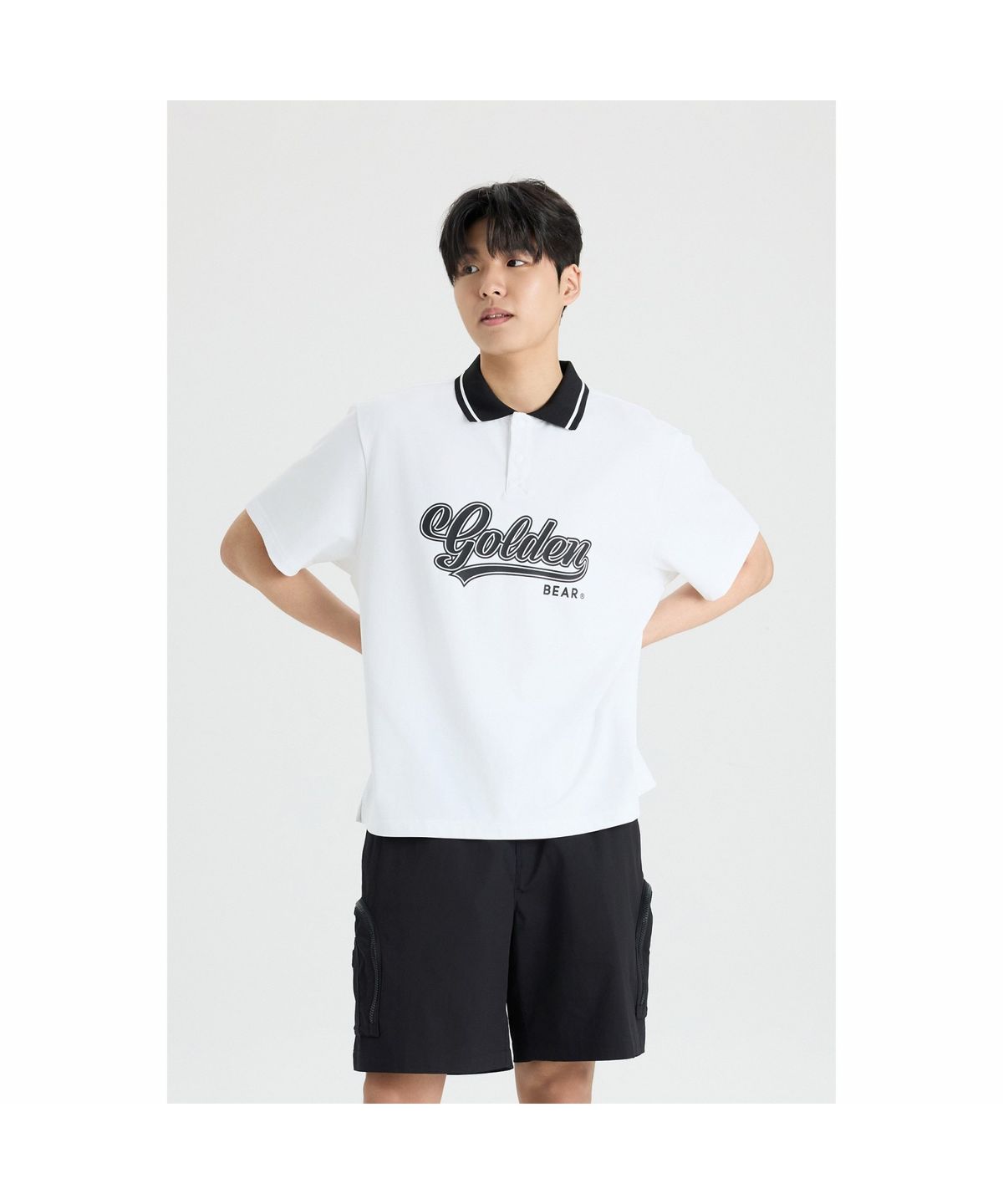 골든베어(GOLDEN BEAR) (M) Contrast Colored Collar T-shirt G4TAM26431WHX