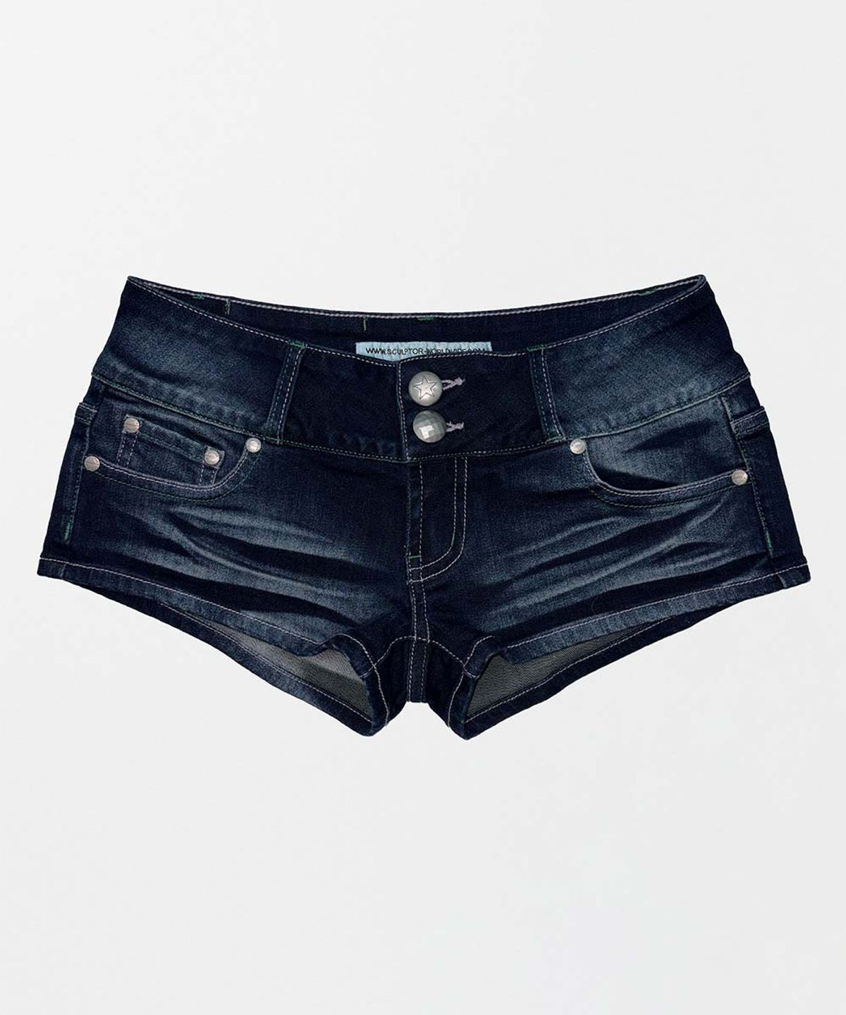 스컬프터(SCULPTOR) Studded Denim Shorts Mid Blue