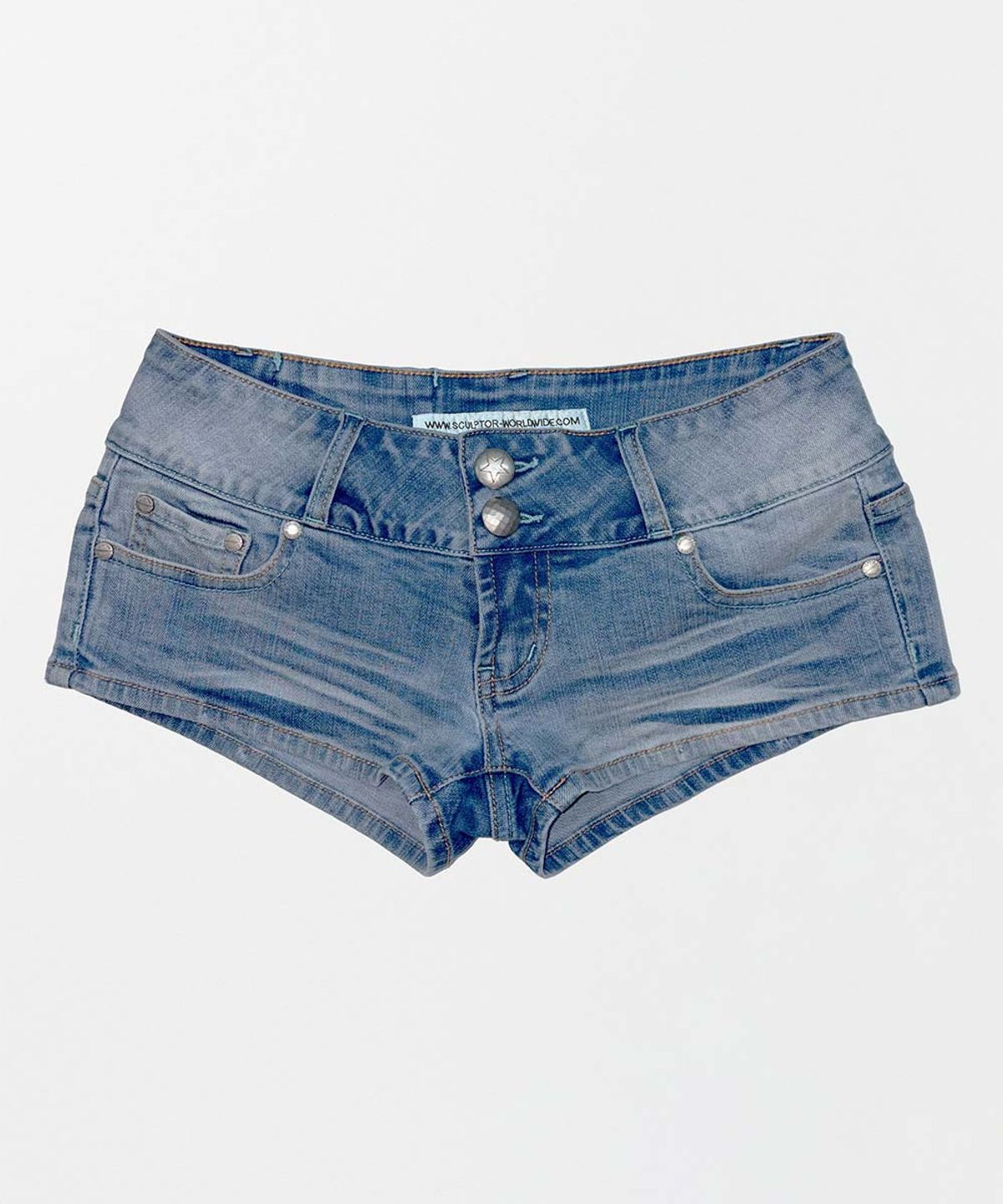 스컬프터(SCULPTOR) Studded Denim Shorts Light Blue