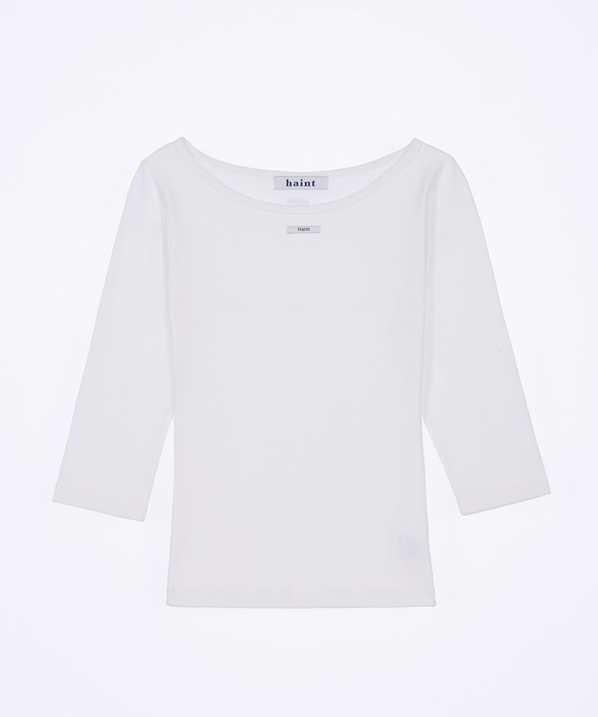 헤인트(HAINT) BOATNECK LETTER LABEL THREE-QUARTER T-SHIRT 3COL_IVORYBLACKMELON
