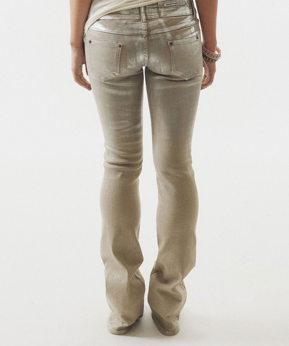 스컬프터(SCULPTOR) Metallic Bootcut Denim Beige/Silver