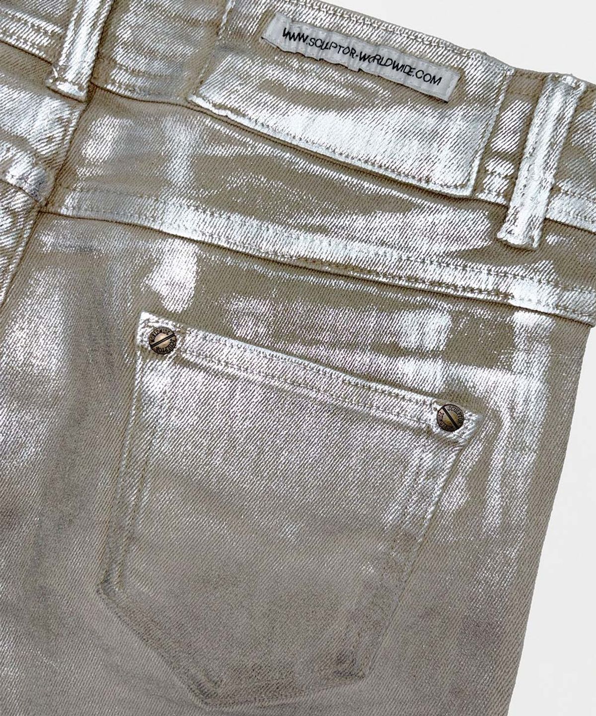 스컬프터(SCULPTOR) Metallic Bootcut Denim Beige/Silver