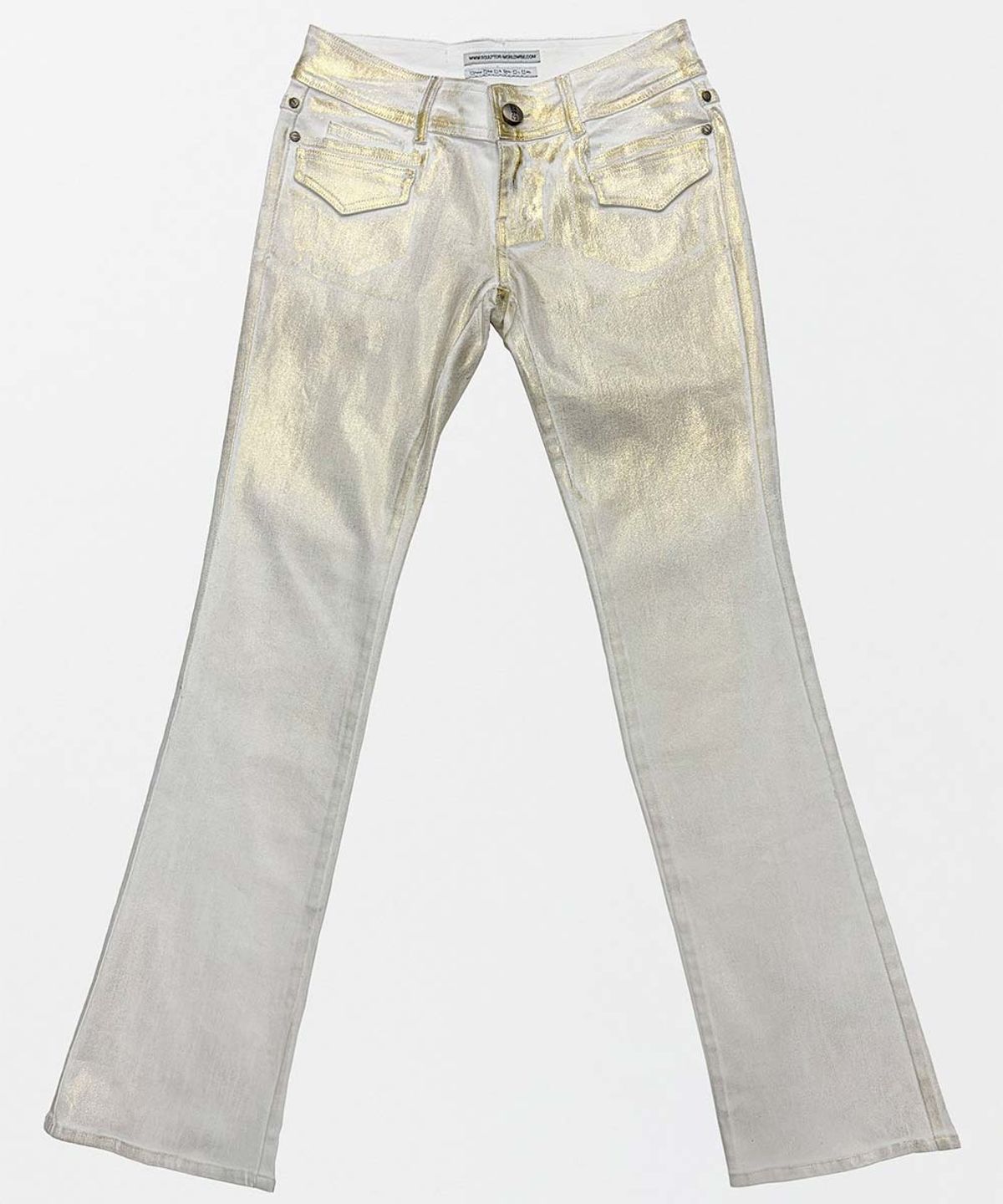 스컬프터(SCULPTOR) Metallic Bootcut Denim White/Gold