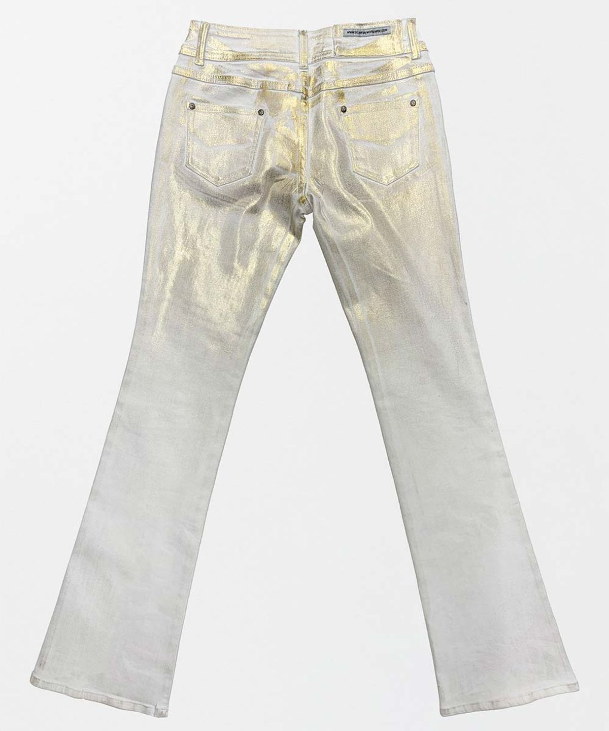 스컬프터(SCULPTOR) Metallic Bootcut Denim White/Gold