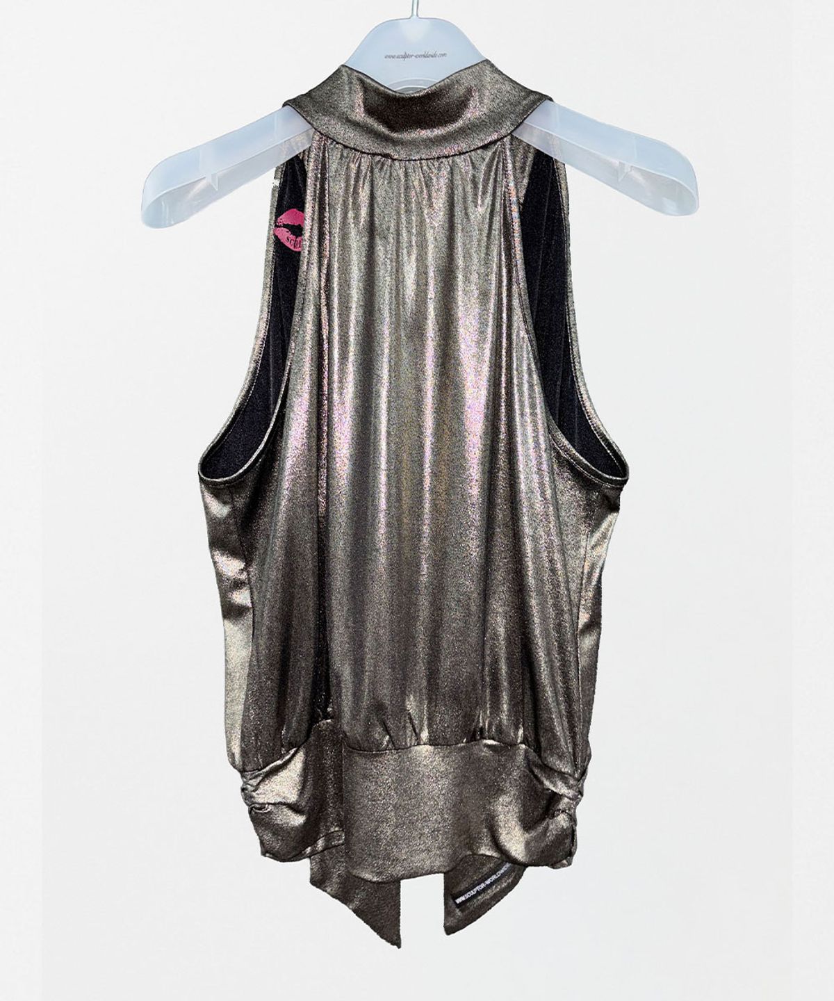 스컬프터(SCULPTOR) Metallic High-Neck Halter Top Gun Metal